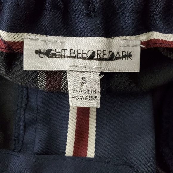 Free People Light Before Dark Striped Cropped Wide Leg Pants Navy Blue sz S NEW - Picture 6 of 6